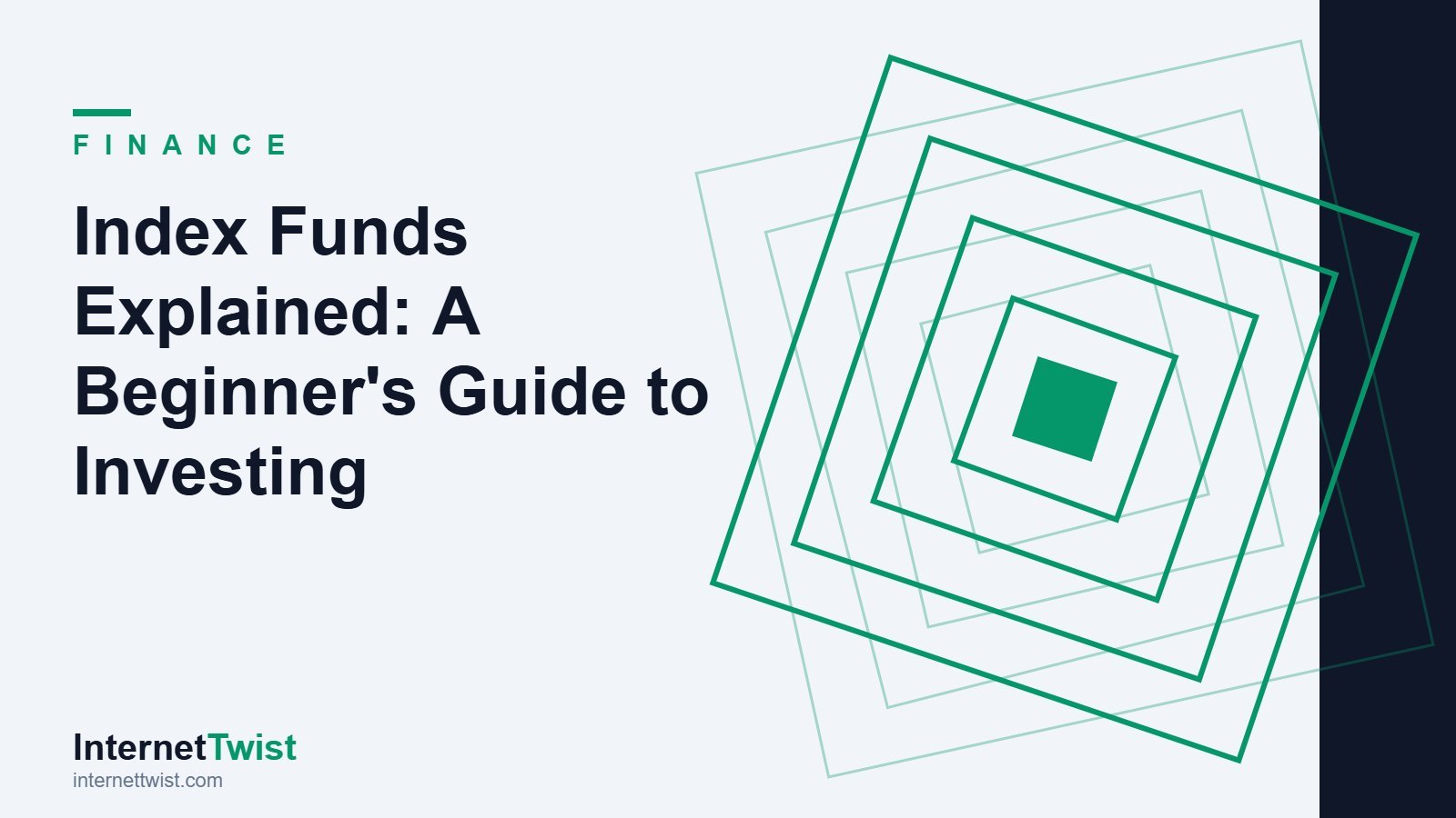 Index funds for beginners illustration with InternetTwist twist motif in finance green