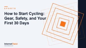 How to start cycling illustration with rotated-square Sports motif on slate background