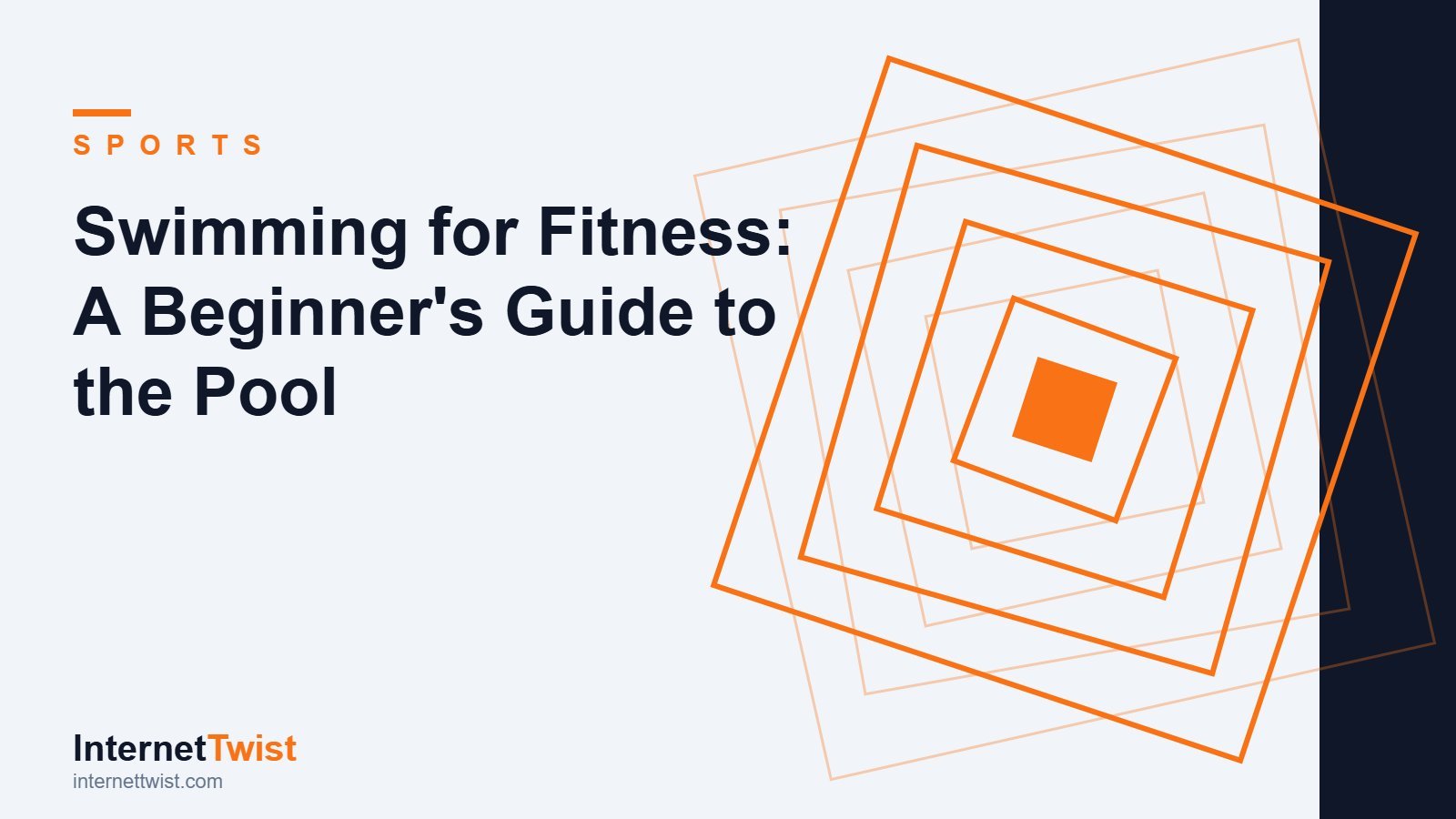 Swimming for fitness illustration with rotated-square Sports motif on slate background